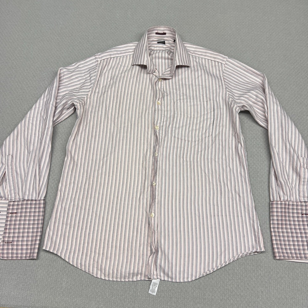 Paul Smith Dress Shirt Mens 16 / 41 Large Geometric Striped Formal Business